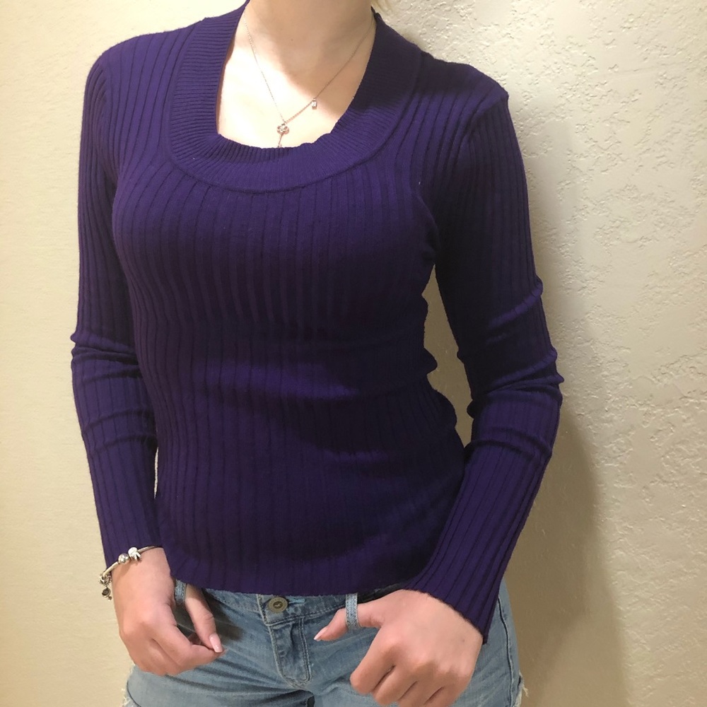 Purple Ribbed Long Sleeve